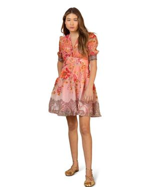 Hale Bob Kaeli Linen Organza Dress - Red
