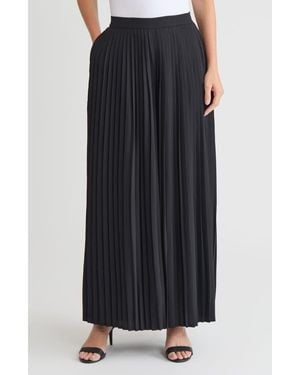Misook Pleated Palazzo Crepe De Chine Flared Pant - Black