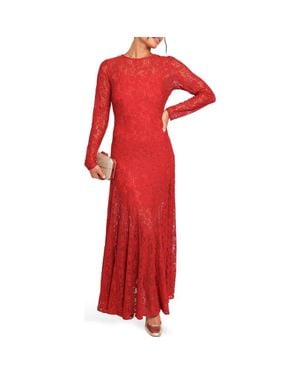Petal & Pup Keani Long Sleeve Lace Gown - Red