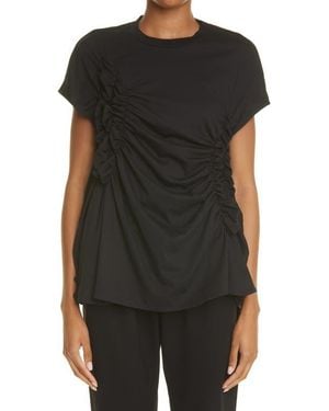 Simone Rocha Ruched Cotton Tee - Black