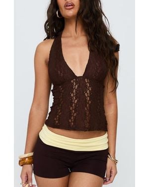 Princess Polly Cruizer Lace Halter Top - Black