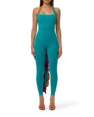 Naked Wardrobe Chiffon Strap Stirrup Jumpsuit - Blue
