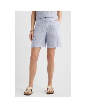 Caslon Relaxed Linen Blend Bermuda Shorts - Blue