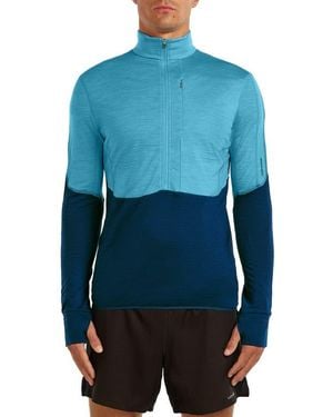 Icebreaker Tencel & Merino 200 Realfleece Descender Quarter Zip Pullover - Blue