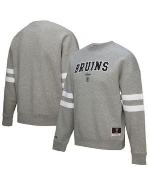 Mitchell & Ness Boston Bruins Logo Lightweight Pullover Sweatshirt - Gray