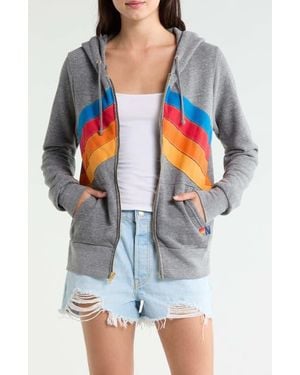 Aviator Nation Mountain Stitch Chevron Zip Hoodie - White
