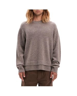 Vayder Gerardo Oversize Double Layer Wool & Cashmere Crewneck Sweater - Gray