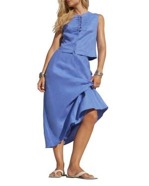 Mint Velvet Linen Military Detail Top - Blue