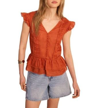 Mint Velvet Ramie Ruffle Detail Blouse - Red