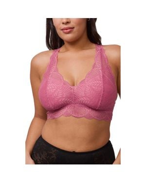 Fleur't Belle Epoque Full Cup Racerback Lace & Microfiber Bralette - Purple