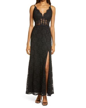 Morgan & Co. Corset Lace Sleeveless Gown - Black