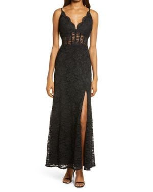 Morgan & Co. Corset Lace Sleeveless Gown - Black