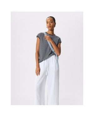 Whistles Stripe Cap Sleeve T-Shirt - Blue