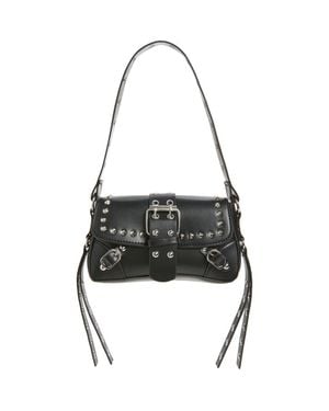 BP. Buckle Rivet Faux Leather Shoulder Bag - Black