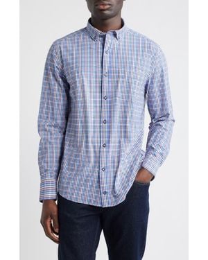 Johnston & Murphy Xc Motion Performance Knit Button-Up Shirt - Blue