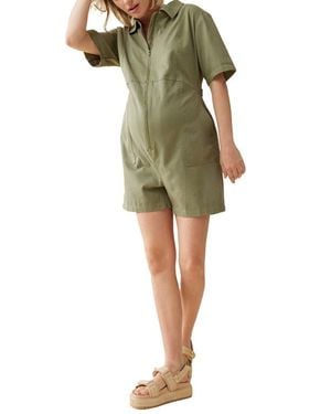 Ingrid & Isabel Utility Maternity Romper - Green