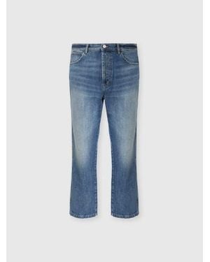 Missoni Five-Pocket Cotton Denim Pants With Zigzag Embroidery - Blue