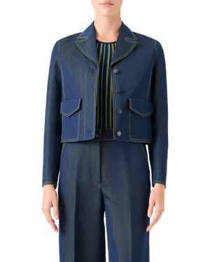 Akris Punto Tailored Denim Crop Jacket - Blue