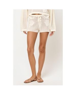 LSPACE Island Time Open Knit Cover-Up Shorts - White