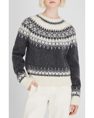 Club Monaco Fair Isle Alpaca Blend Crewneck Sweater - Gray