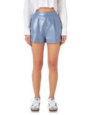 Grey Lab Shiny Faux Leather Shorts - Blue