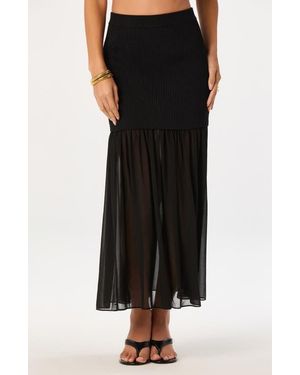 Astr Halie Mixed Media Maxi Skirt - Black