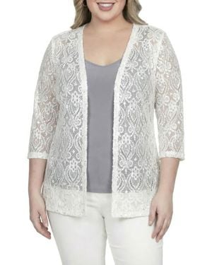 Standards & Practices Sequin Lace Open Front Cardigan - Gray