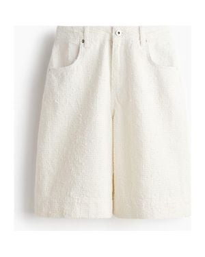 H&M Textured Twill Bermuda Shorts - White