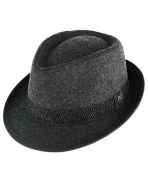 Ascentix Wool Blend All Season Fedora Hat With Herringbone Band - Black