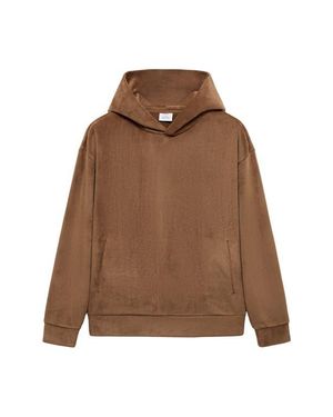 Mango Corduroy Pullover Hoodie - Brown