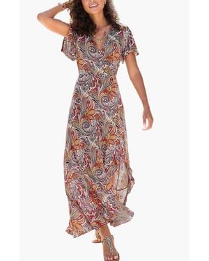 Lascana Printed Side Slit Maxi Dress - Multicolor