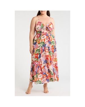 Sugarlips Hatley Floral Tie Knot Midi Dress - Red