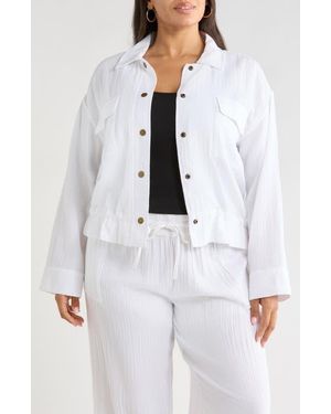 Caslon Cotton Gauze Utility Jacket - White