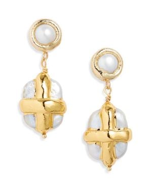 VIDAKUSH Freshwater Pearl Gift Box Drop Earrings - Metallic