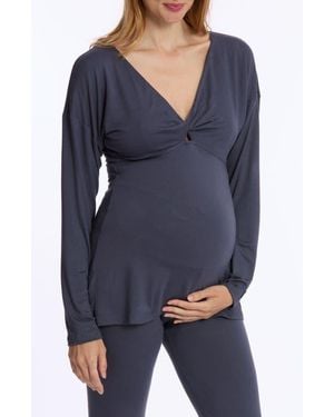 Cache Coeur Louna Maternity And Nursing Long Sleeve T-Shirt - Blue