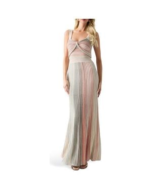Marciano Rosy Metallic Knit Maxi Dress - Natural