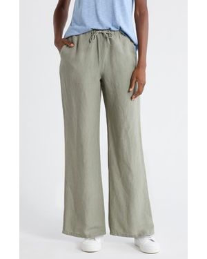 Marine Layer Linen Blend Straight Leg Pants - Gray