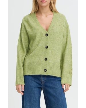 Ichi Ihbaling Button Front Sweater - Green