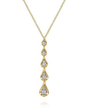 Gabriel & Co. 14K Diamond Teardrop Pendant Necklace - Metallic