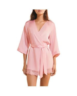 Etam Desire Satin Robe - Pink