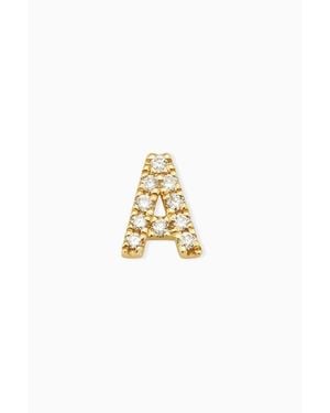 Oradina 14K Luxe Letter Diamond Initial Single Stud - Metallic