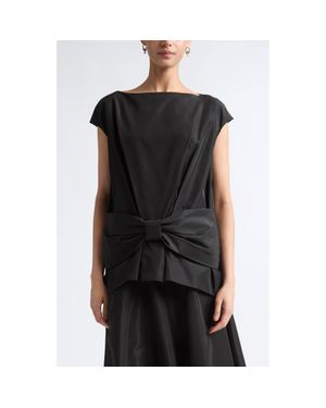 Simone Rocha Boxy Bow Detail Satin Top - Black