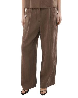 Mango Straight Leg Lyocell Pants - Brown