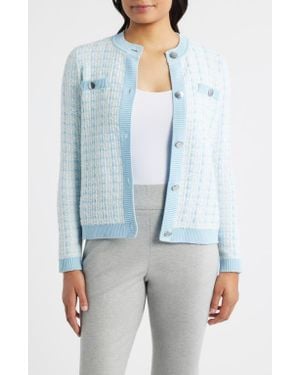 Anne Klein Lady Tweed Cardigan - Blue