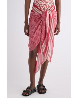 Isabel Marant Lucilia Geo Stripe Cotton & Silk Pareo - Red