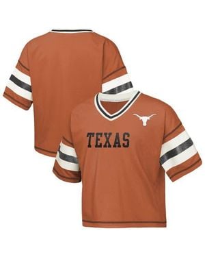 Outerstuff Girls Youth Texas Texas Longhorns Gridiron Jersey V-Neck T-Shirt - Brown