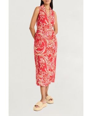 The Good Journey Sleeveless Shirtdress - Red