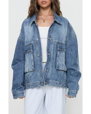 Princess Polly Kier Oversize Denim Jacket - Blue