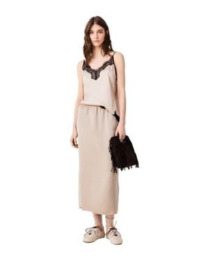 Maje Satin Pencil Skirt - Natural