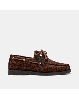 MARC NOLAN Ms. Capri Cowhide Boat Shoes - Brown